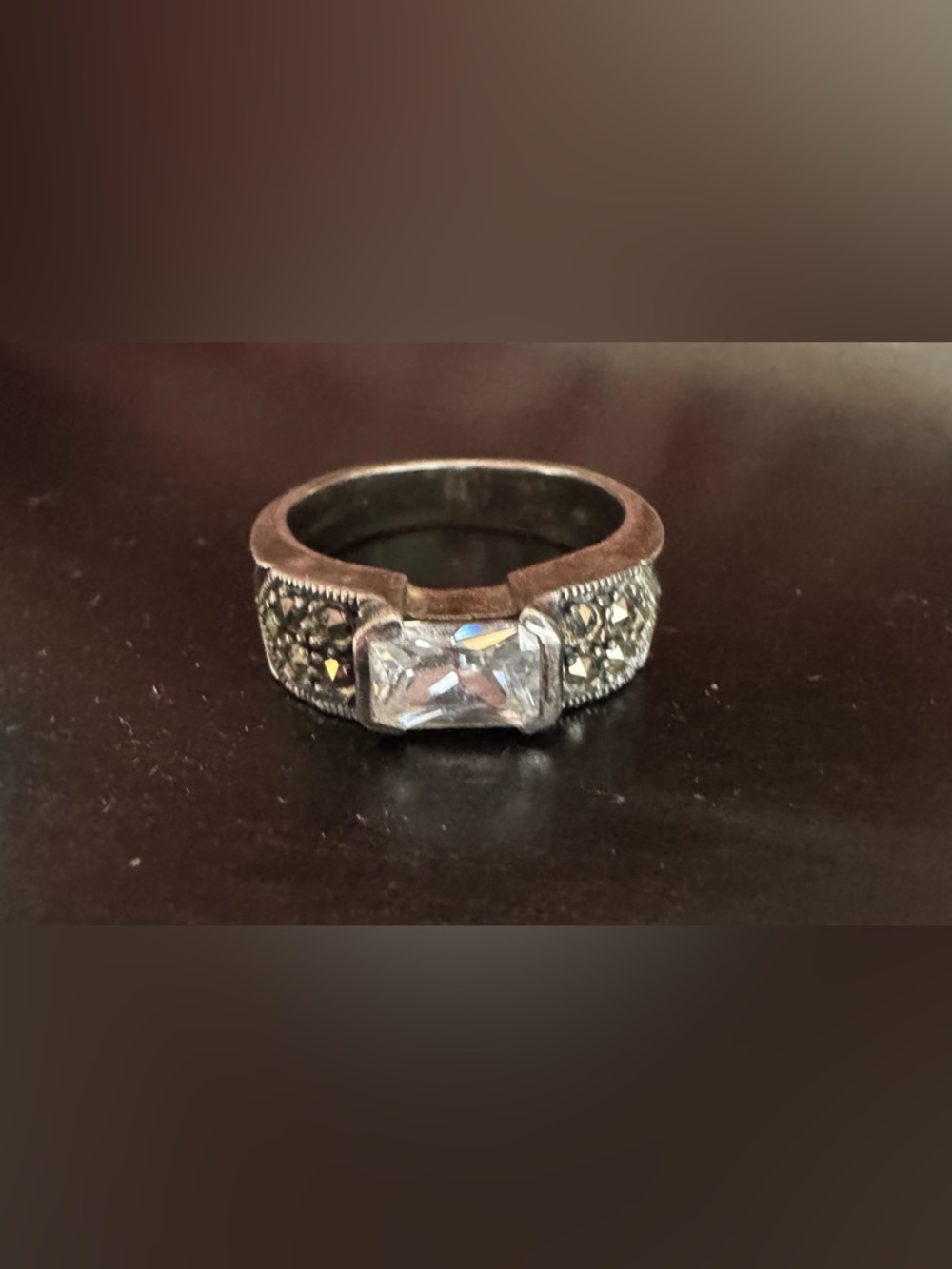 Sterling Silver Cubic Zirconia Cocktail Ring - White Crystal
